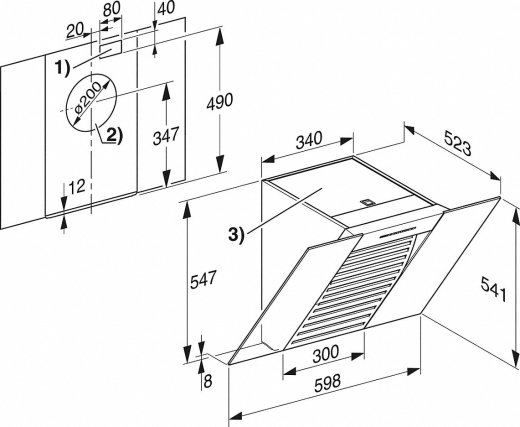 ZIDNA NAPA MIELE DA 6066 W Wing clst sa crnim staklom